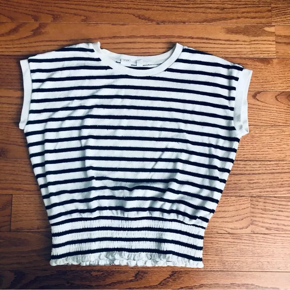 Gap Kids Terry Cloth Striped White Black Shirt Short Set Girl’s Size XXL (14-16)